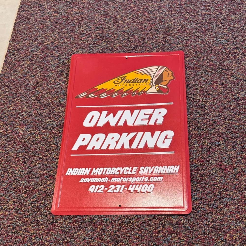 Indian Motorcycle Owner Parking Sign - Red